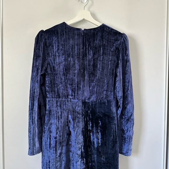 & Other Stores Crushed Velvet Navy Blue Mini Dress size 10 - Picture 12 of 13